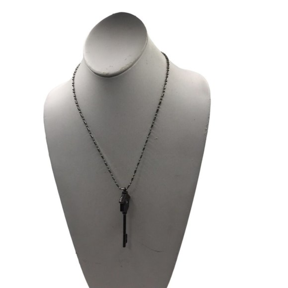 Skeleton Key Gun Metal Chain Necklace